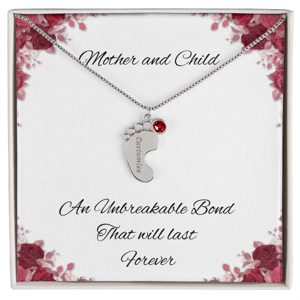 Birth Stone Little Feet Necklace