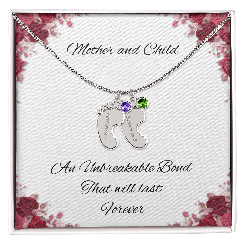 Birth Stone Little Feet Necklace