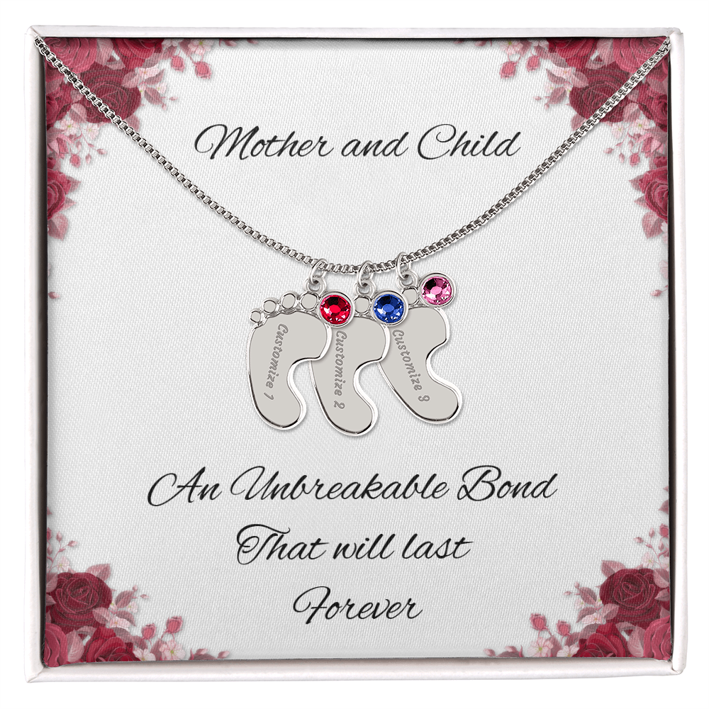 Birth Stone Little Feet Necklace