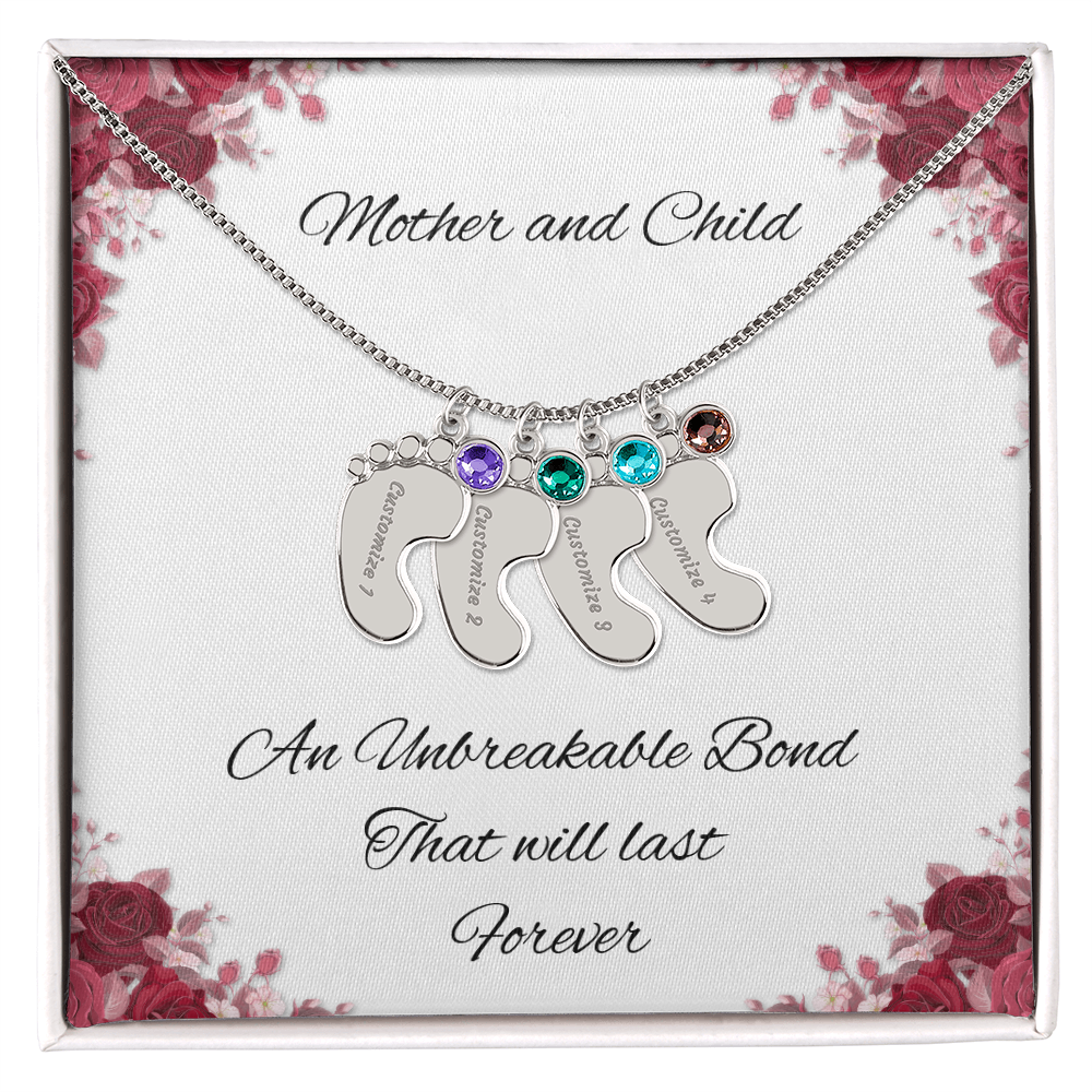 Birth Stone Little Feet Necklace