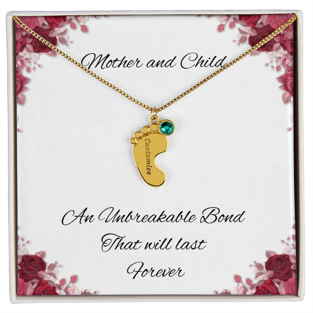 Birth Stone Little Feet Necklace