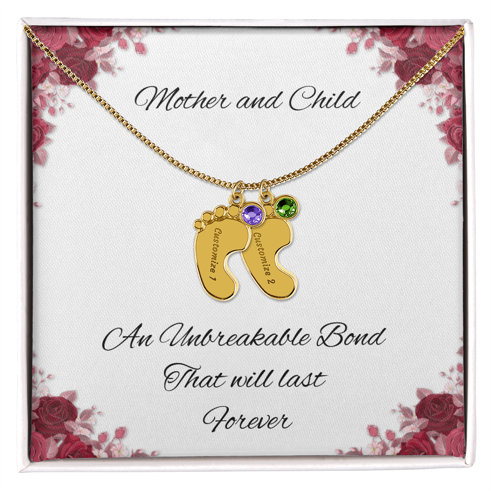 Birth Stone Little Feet Necklace