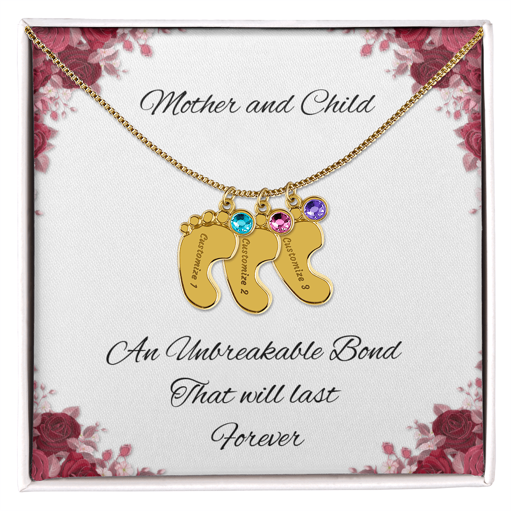 Birth Stone Little Feet Necklace