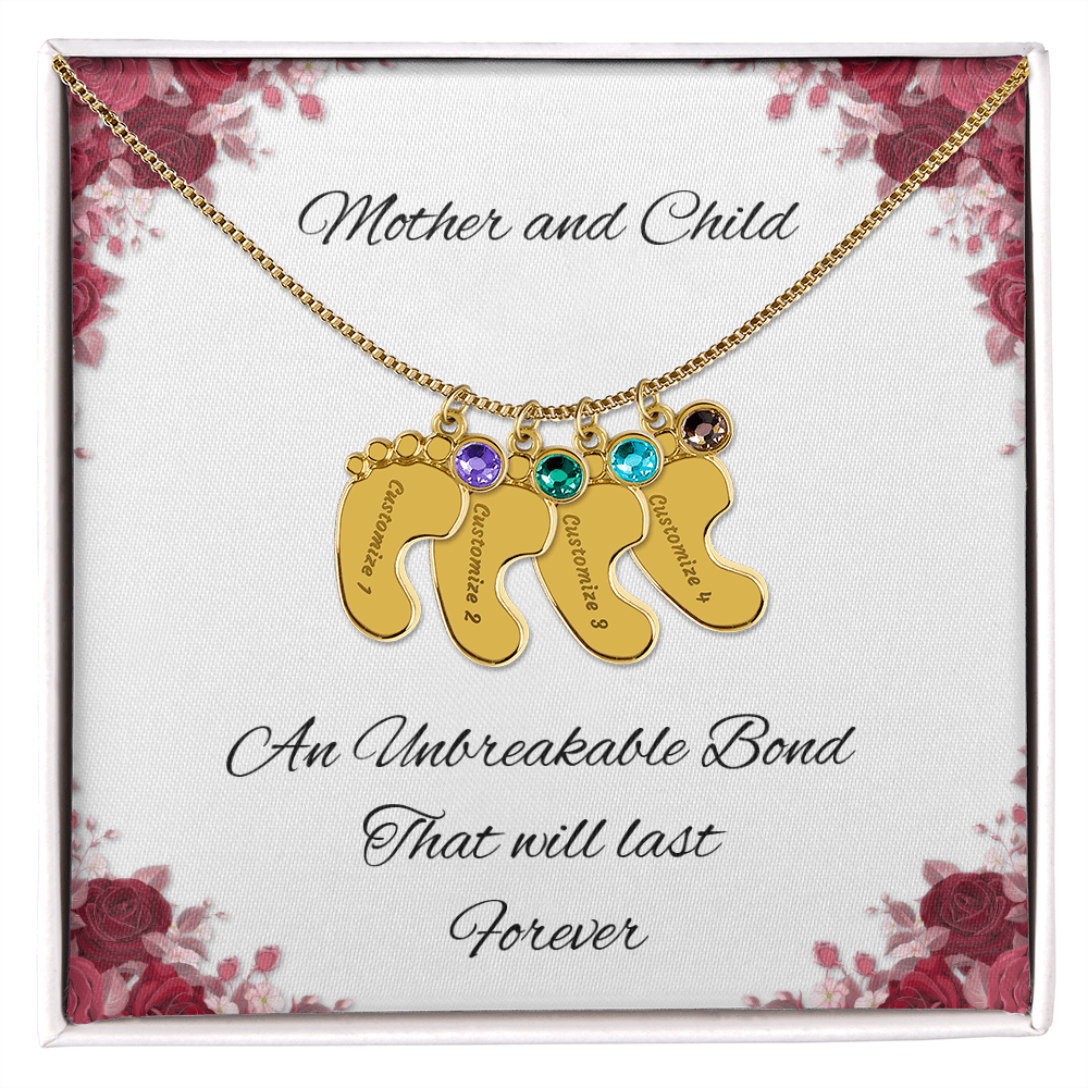Birth Stone Little Feet Necklace