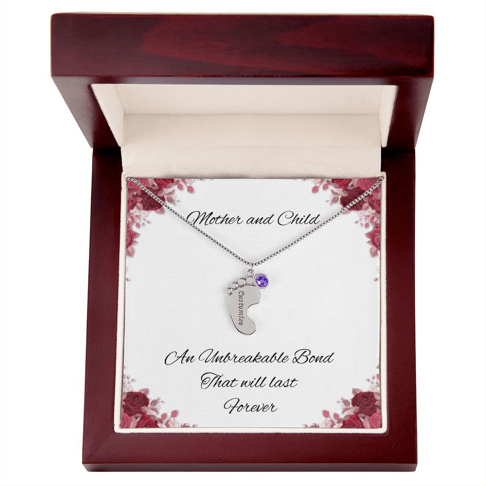 Birth Stone Little Feet Necklace