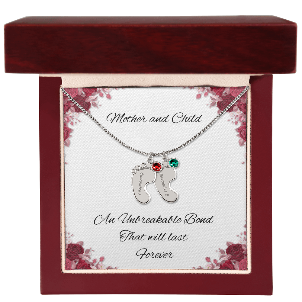 Birth Stone Little Feet Necklace