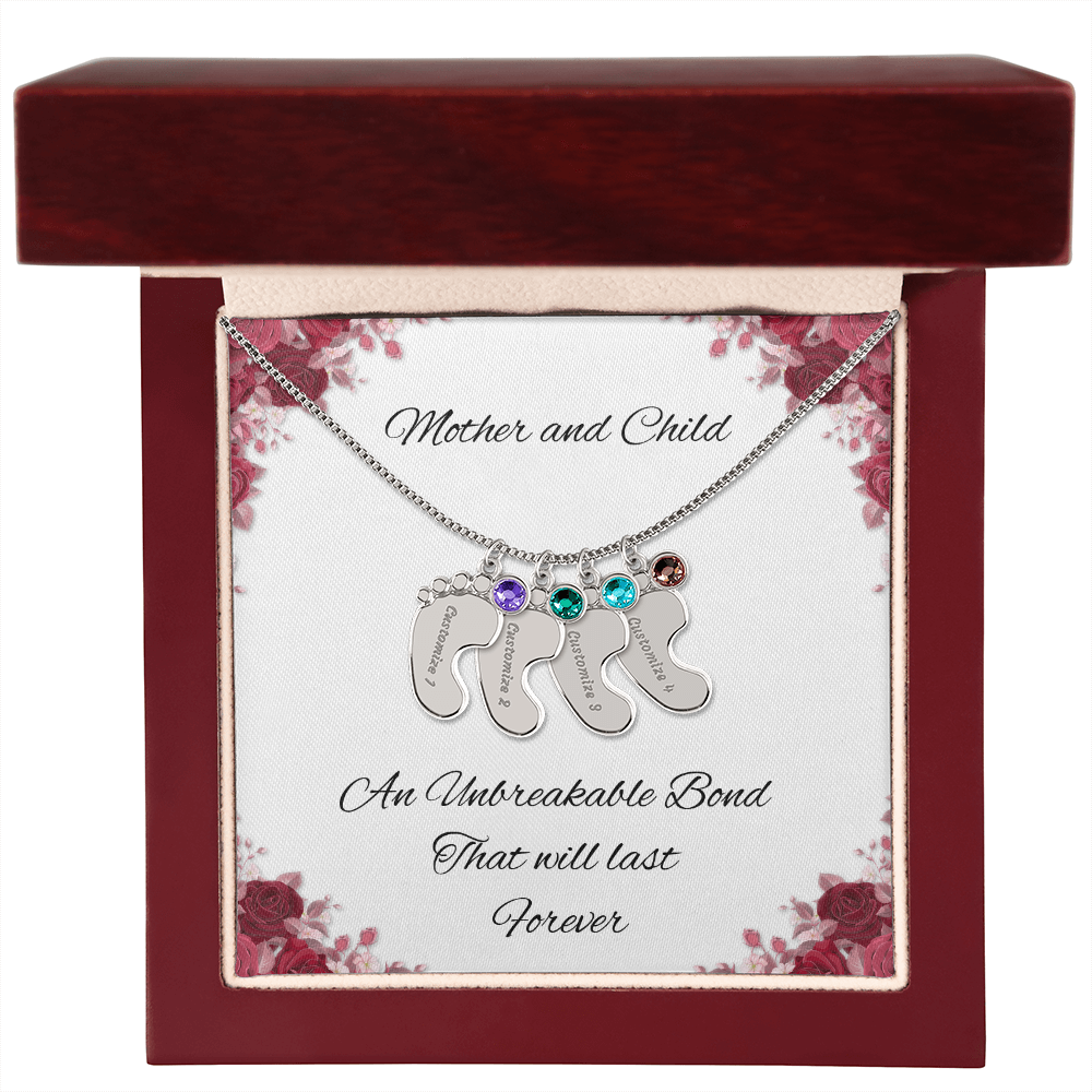 Birth Stone Little Feet Necklace