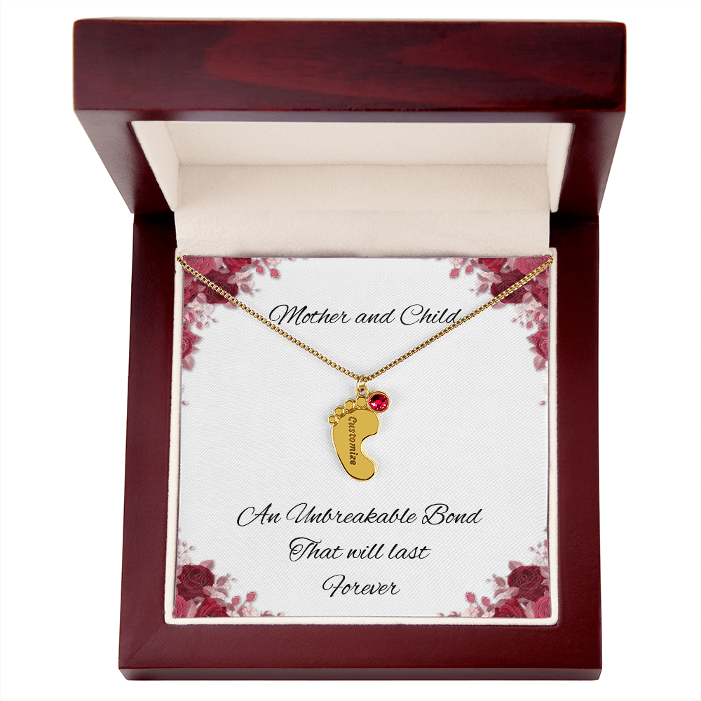 Birth Stone Little Feet Necklace