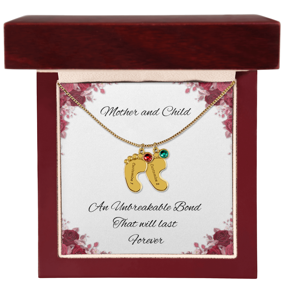 Birth Stone Little Feet Necklace
