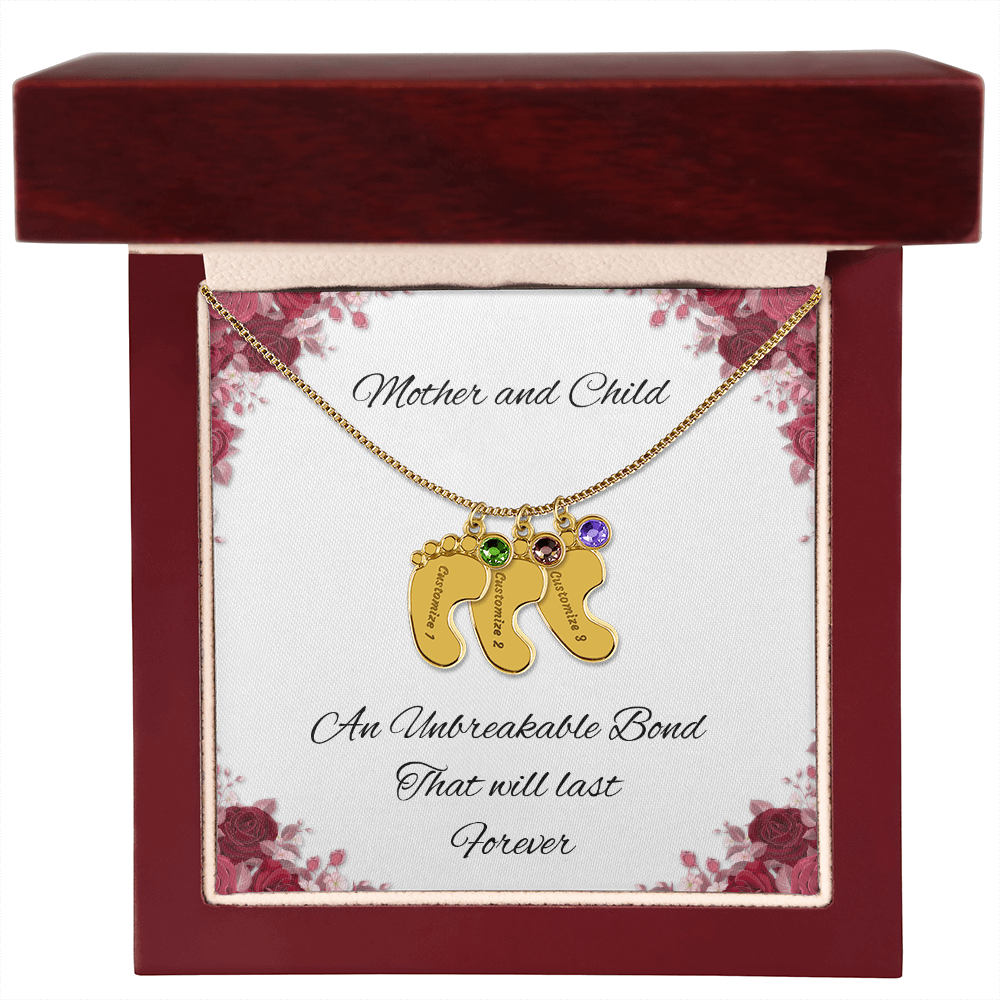Birth Stone Little Feet Necklace