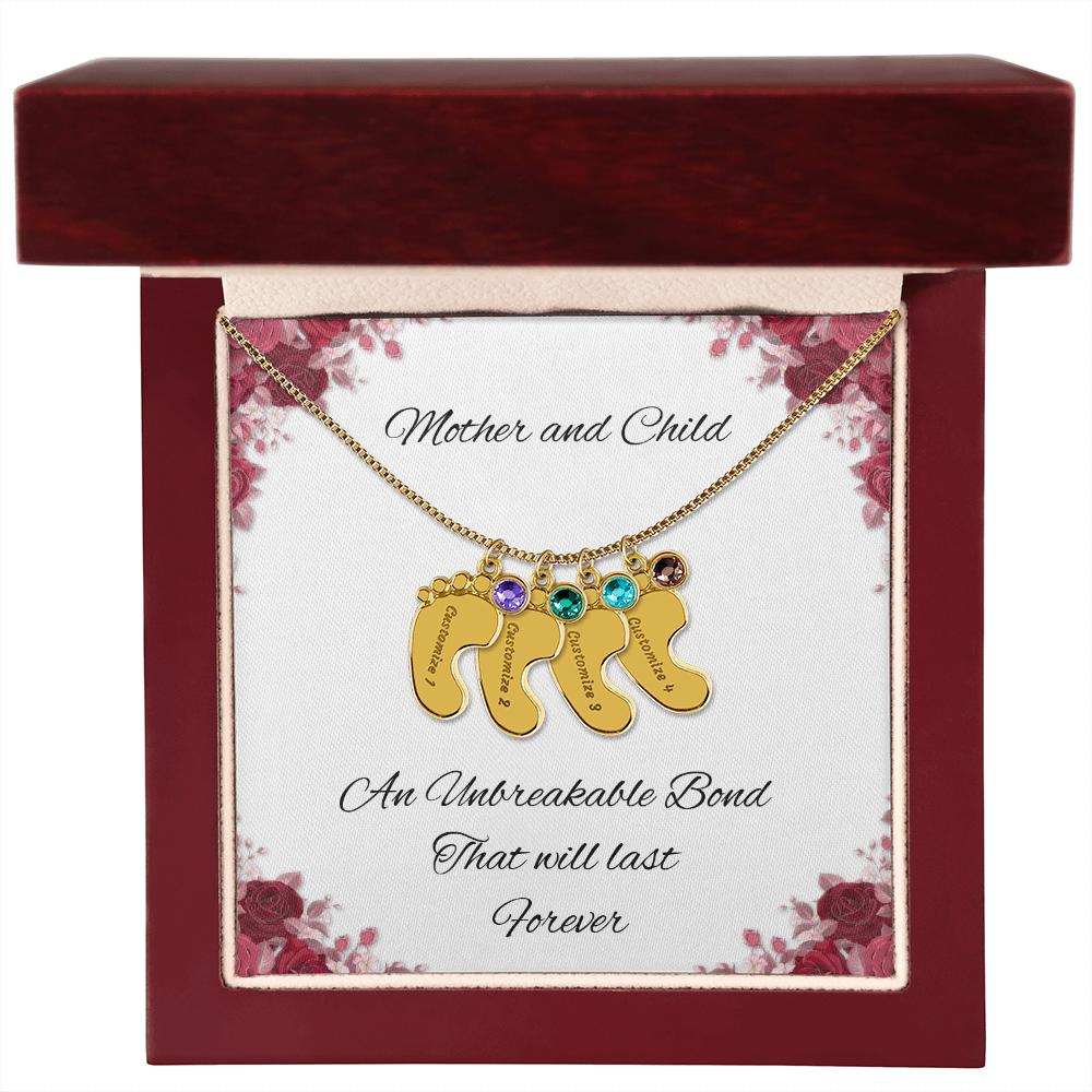 Birth Stone Little Feet Necklace
